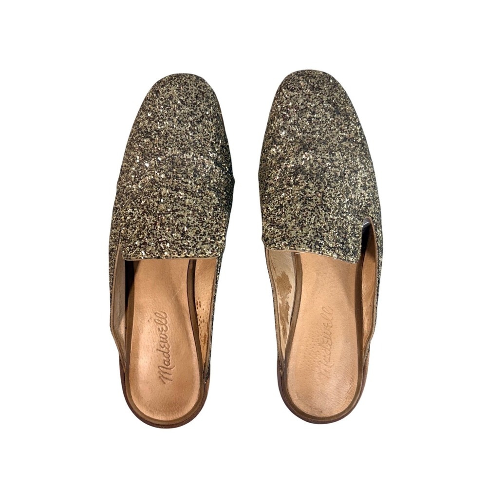 Madewell Gemma Glitter Mule Shoe 8 Gold Heel Slip On Loafers - Picture 3 of 8